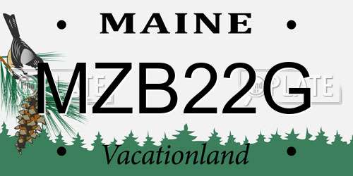 MZB22G Maine License Plate