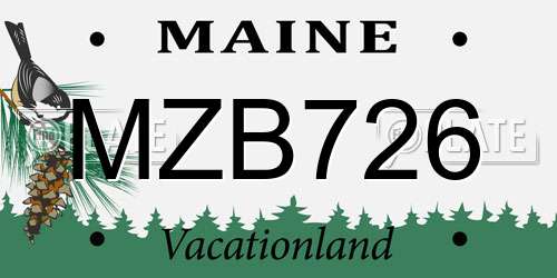 MZB726 Maine License Plate