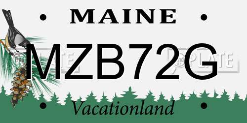 MZB72G Maine License Plate