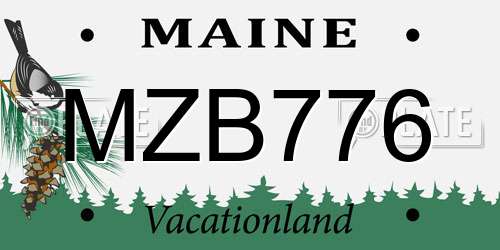 MZB776 Maine License Plate