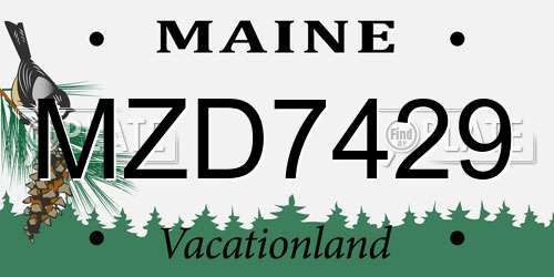 MZD7429 Maine License Plate