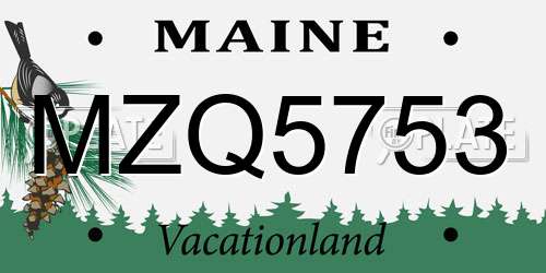 MZQ5753 Maine License Plate
