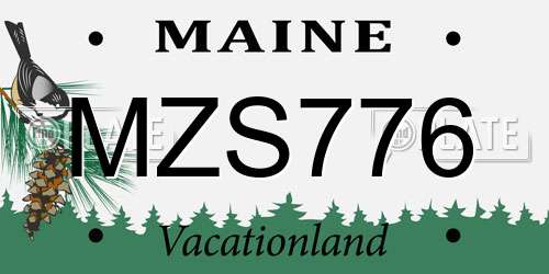 MZS776 Maine License Plate
