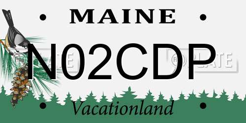 N02CDP Maine License Plate