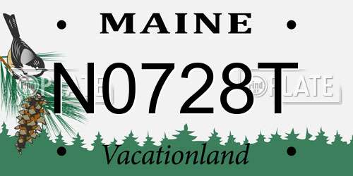 N0728T Maine License Plate