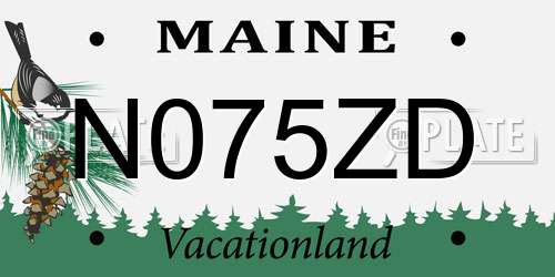 N075ZD Maine License Plate