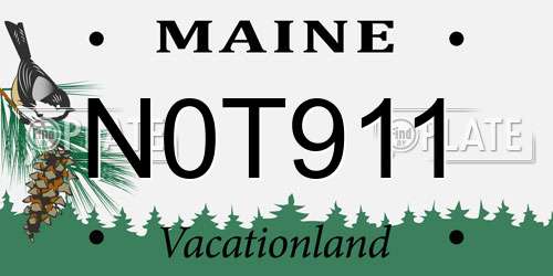 N0T911 Maine License Plate