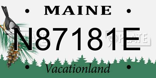 N87181E Maine License Plate