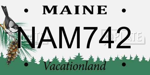 NAM742 Maine License Plate
