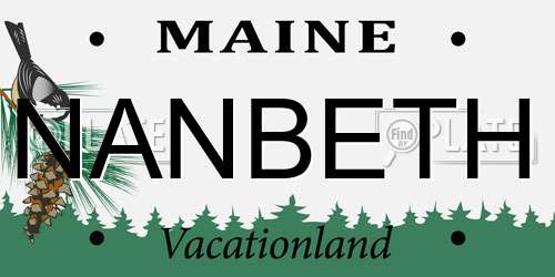 NANBETH Maine License Plate
