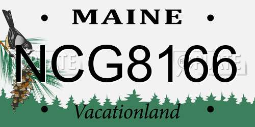 NCG8166 Maine License Plate