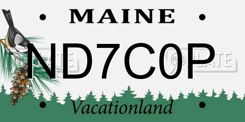 ND7C0P Maine License Plate