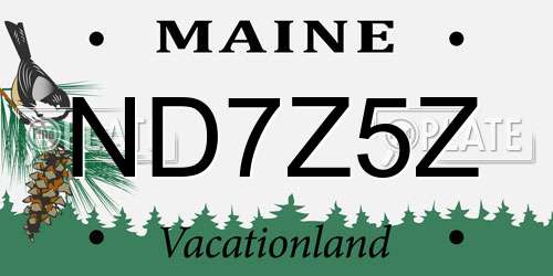ND7Z5Z Maine License Plate