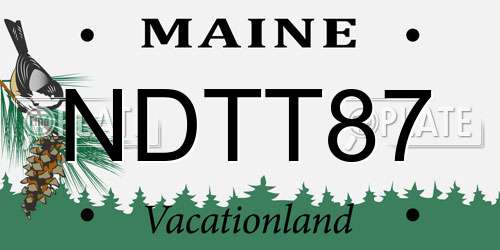 NDTT87 Maine License Plate