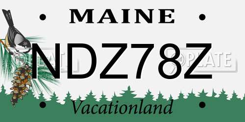 NDZ78Z Maine License Plate