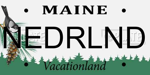 NEDRLND Maine License Plate
