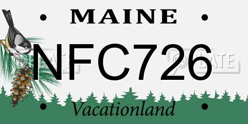 NFC726 Maine License Plate