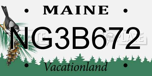NG3B672 Maine License Plate