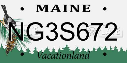 NG3S672 Maine License Plate