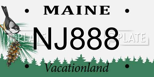 NJ888 Maine License Plate