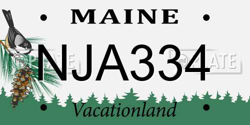 NJA334 Maine License Plate