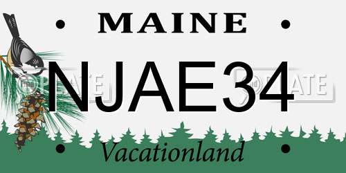 NJAE34 Maine License Plate