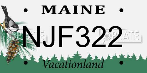 NJF322 Maine License Plate