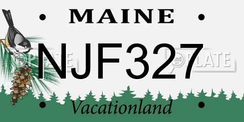 NJF327 Maine License Plate
