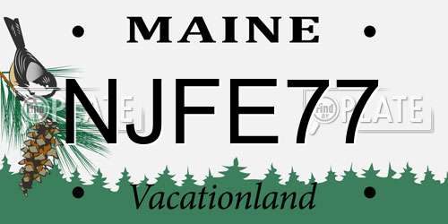 NJFE77 Maine License Plate