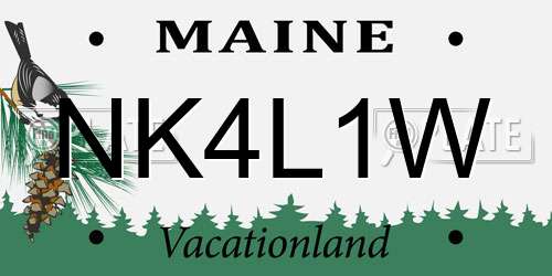 NK4L1W Maine License Plate