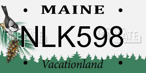 NLK598 Maine License Plate
