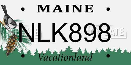 NLK898 Maine License Plate