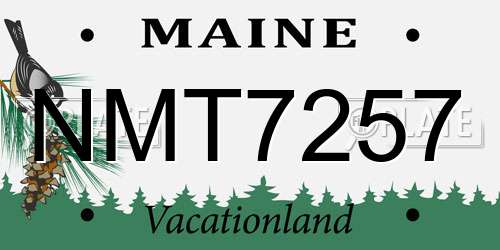 NMT7257 Maine License Plate
