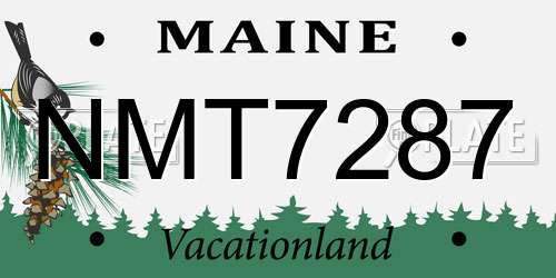 NMT7287 Maine License Plate