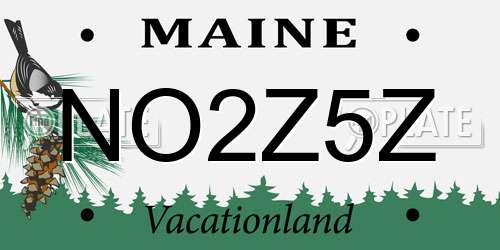 NO2Z5Z Maine License Plate