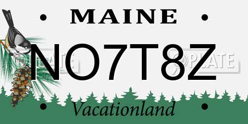 NO7T8Z Maine License Plate