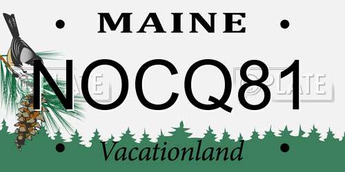 NOCQ81 Maine License Plate