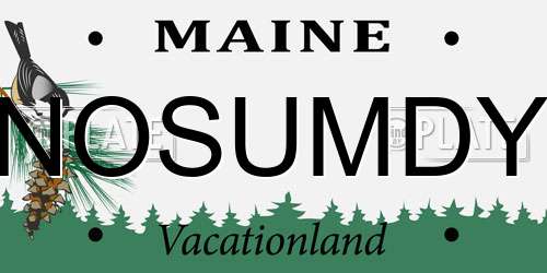 NOSUMDY Maine License Plate