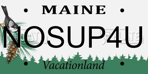 NOSUP4U Maine License Plate
