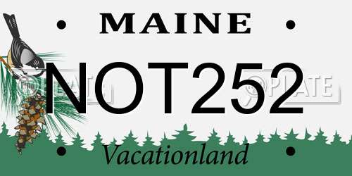 NOT252 Maine License Plate