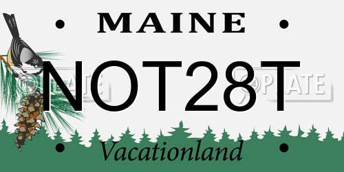 NOT28T Maine License Plate