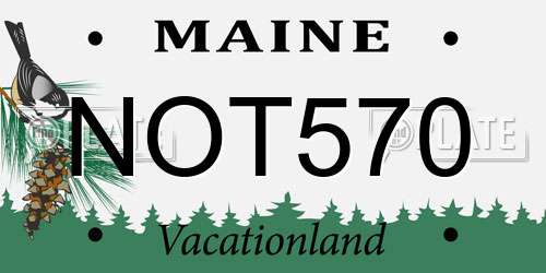 NOT570 Maine License Plate