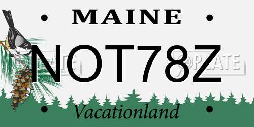 NOT78Z Maine License Plate
