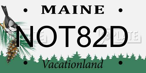 NOT82D Maine License Plate