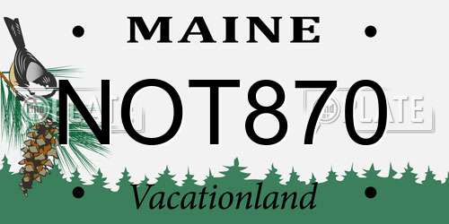 NOT870 Maine License Plate