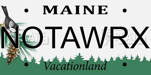 NOTAWRX Maine License Plate