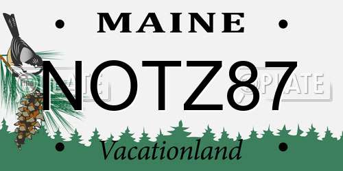 NOTZ87 Maine License Plate