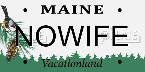 NOWIFE Maine License Plate