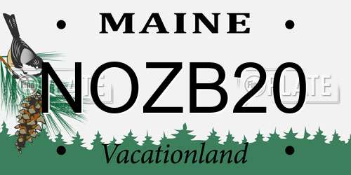 NOZB20 Maine License Plate
