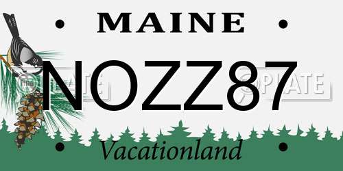 NOZZ87 Maine License Plate